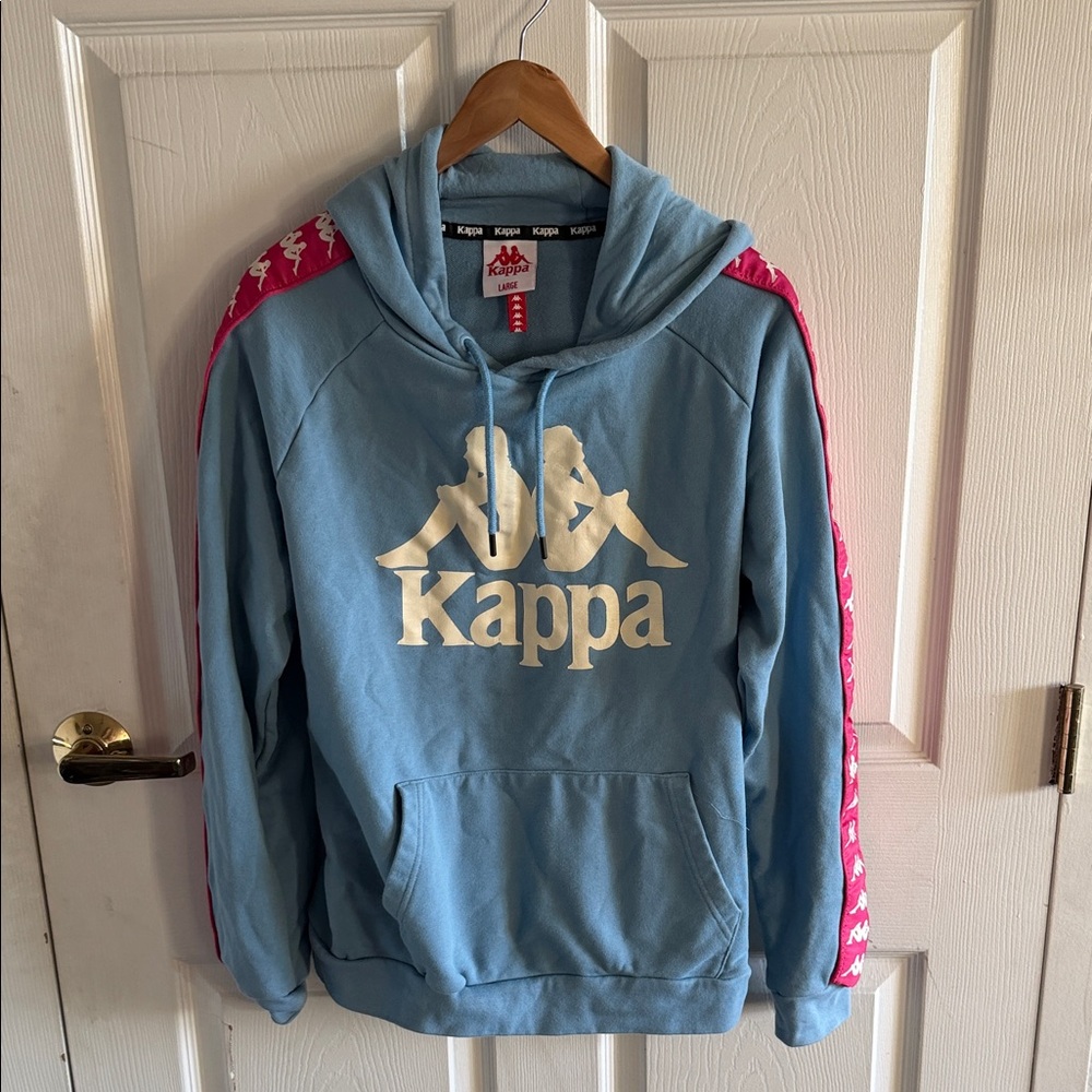 Kappa Light Blue Hoodie with Fuchsia Accents size Men’s Large